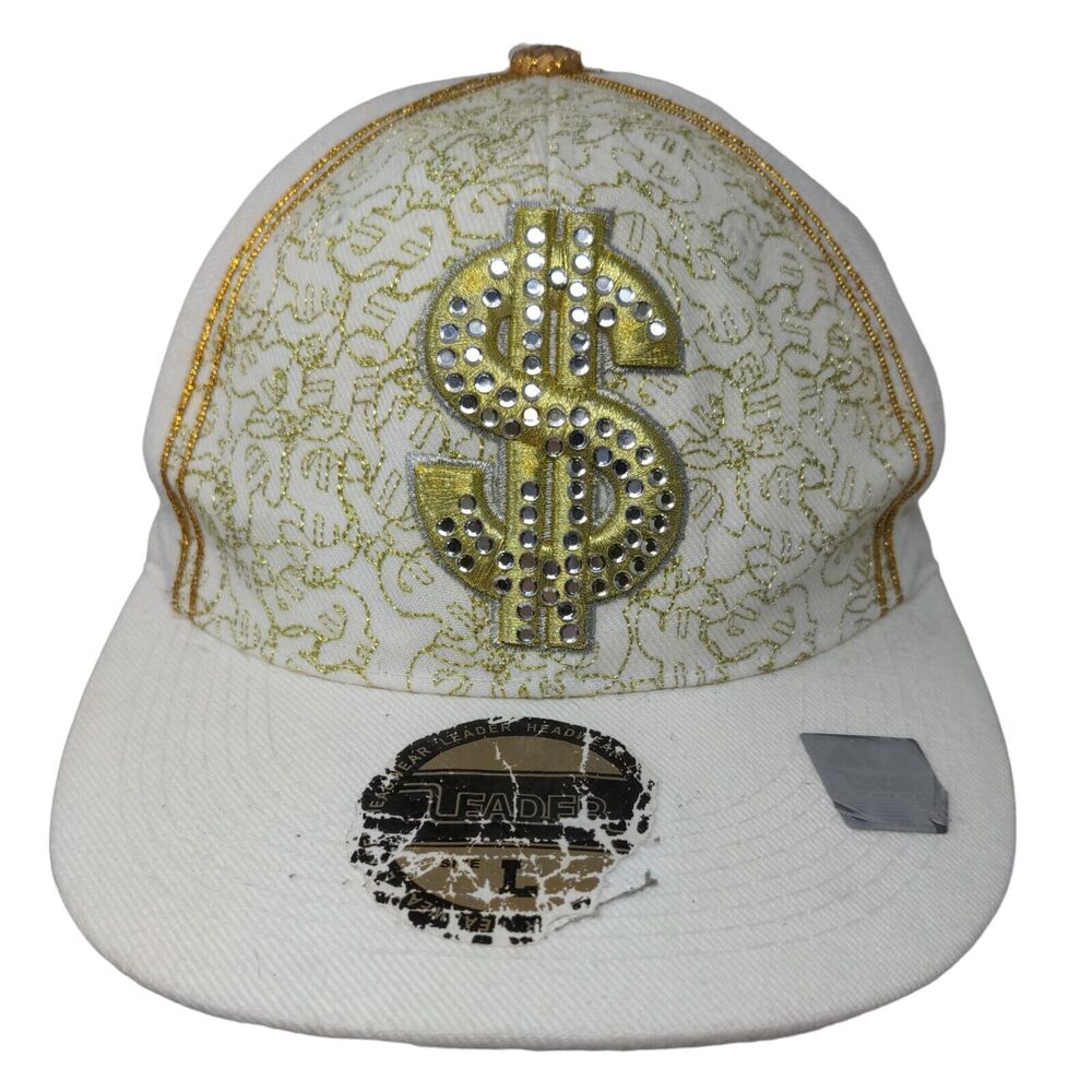 Hustle $ Dollar Bling Fitted Hat Multi Large Embroidered Leader Sports Cap